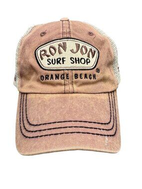 VTG Ron Jon Surf Shop Orange Beach Alabama Distressed Brown Trucker Hat
